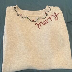 New Christmas sweatshirt size M hand embroidery
